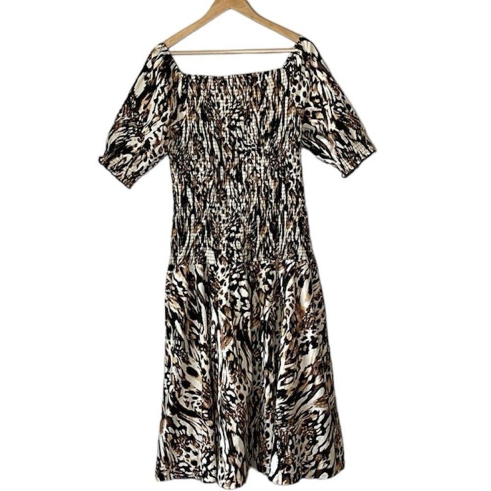 NWOT Midnight Velvet Midi Animal Print Dress